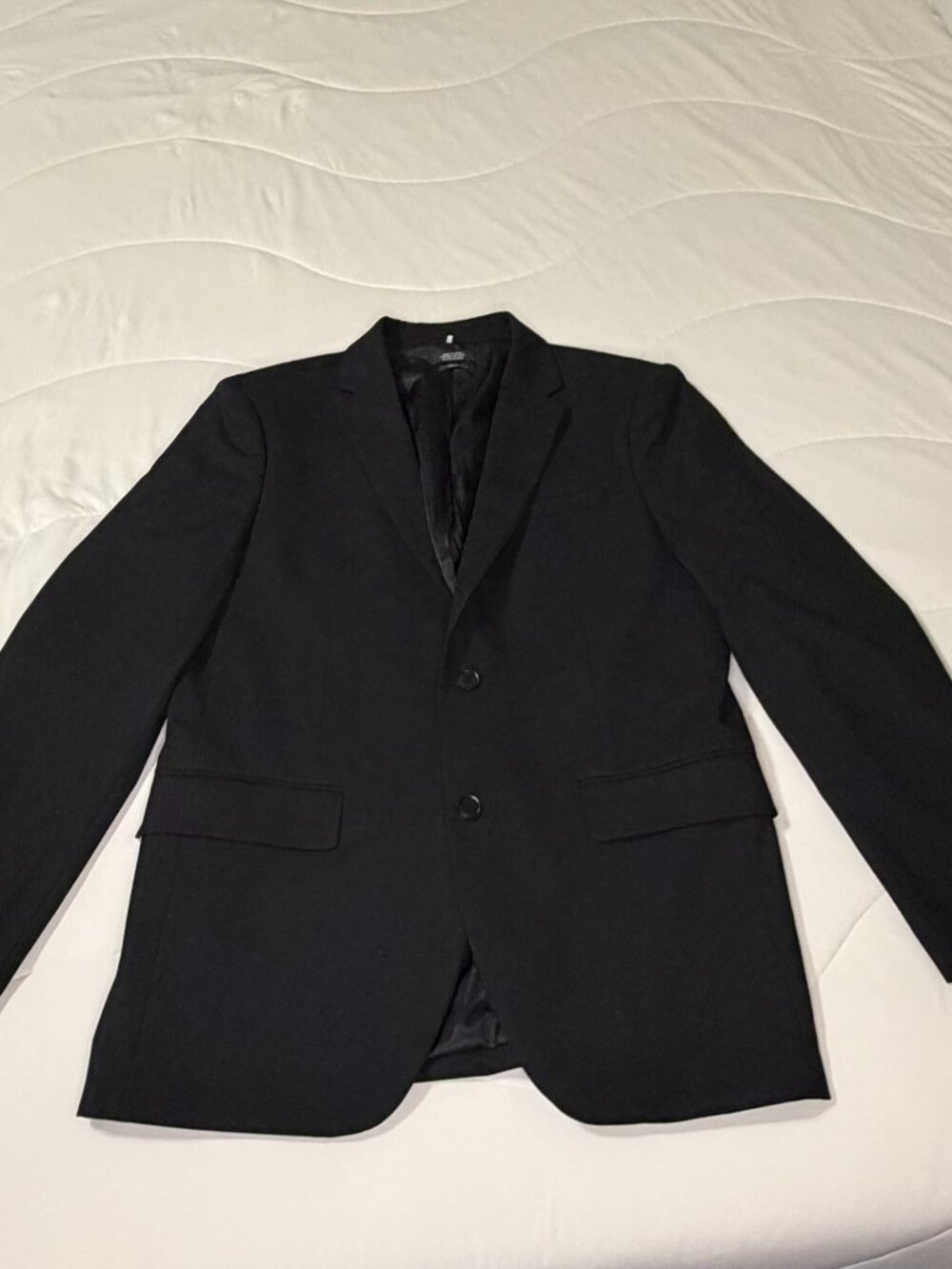 Perry Ellis Dobby Louis Suit Jacket Men's 42R Black Slim Fit 2 Button